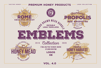 PREMIUM HONEY PRODUCTS bee beer label bees creative market download honey honey bee honeybee honeycomb logo logo template premium