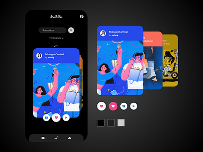 Dribbble App - Redesign Concept - Final adobe xd android animation app branding clean design dribbble dribbble best shot dribbble redesign druhin flat illustration minimal mobile redesign redesign concept swipe ui ux