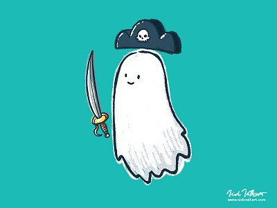 Pirate Ghost cute ghost halloween happy hat october pirate sabre smiling