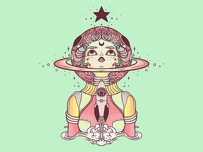 Astronaut Star Girl iPad Artwork apple pencil artwork astronaut astronauts digital art drawing girl girl illustration illustration illustrator ipad ipad art ipadart rocket stars tshirt design