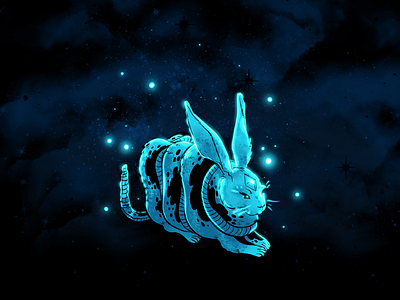 Behold the Moon Snake bunny classic art dark dürer goth mystical rabbit snake young hare