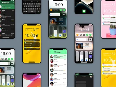 iOS ReDesign adobe xd app design apple control center design home screen ios lock screen messages mockup design redesign concept trend