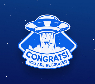 Sticker: You Are Recruited abduction art graphic promotion sticker symbol ufo