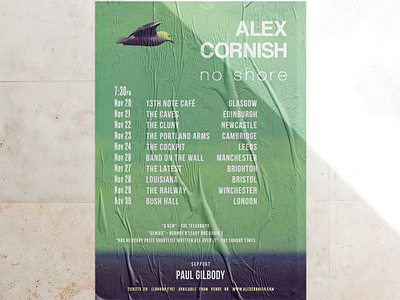 Tour poster for Alex Cornish band poster music poster music promo musician poster poster design print layout