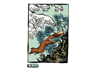 Japanese Hillside - Mountain climing fox hokusai illustration ipadpro japane japanese kitsune peocreate saax
