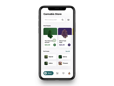 Cannabis Store Design Concept animation app cannabis clean colorful deals design marijuana medical medicine minimalism store ui uidesign uiux weed