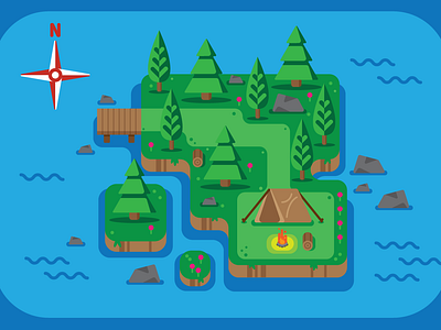 Camping Map design flat illustration map vector