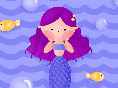 Sirenita color palette illustration kawaii mermaid photoshop underwater