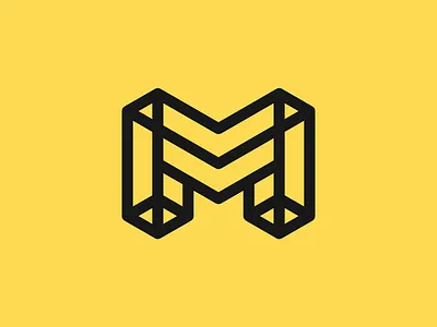 M icon abstract branding concept geometric icon isometric letter logo mark minimal simple symbol type