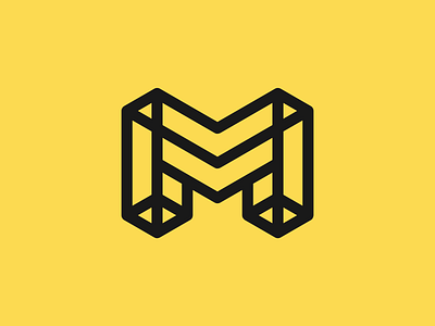 M icon abstract branding concept geometric icon isometric letter logo mark minimal simple symbol type