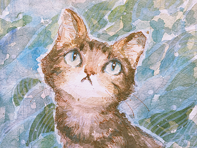 Curious cat animal cat cute illustration meow neko painting watercolor