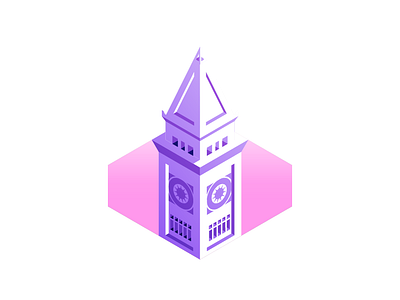 Custom House Tower - Bright Icon boston custom house gradient icon illustration illustrator isometric landscape strong tower travel vector