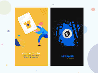 Onboarding & Splash Sccreen app app design application haramkhor home screen homepage illustration illustrator mobile app mobile design mobile ui onboarding sandeep splash t shirts ui