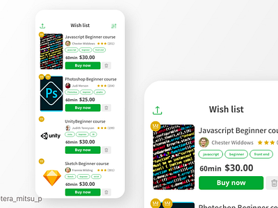 Wishlist on Online learning searvice app daily 100 challenge daily ui dailyui design learning app learning platform ui ui design uidesign uiux uiuxdesign ux wishlist