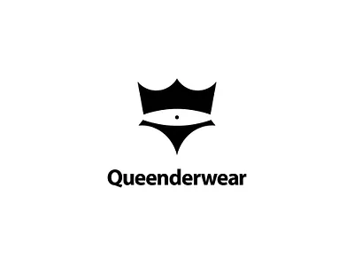 QUEENDERWEAR bikini body concept crown design female icon illustration isolated king logo negative space logo queen sign silhouette symbol underwear