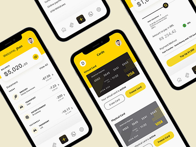 iOS Credit Card Exploration balance cards credit credit card dashboard mobile payment ui uiux ux yellow