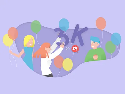 3K balloon card card design celebrate crowd friends girl illustration ladies that ux amsterdam ltux party team vector