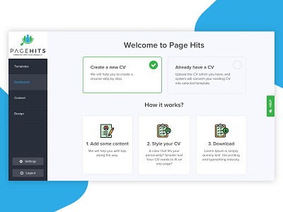 Dashboard design for resume builder website clean cv dashboad dashboard design dashboard ui landing resume builder resume cv resume design