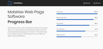 Mobirise Web Page Software — Progress Bar bootstrap design html5 responsive software webdesign webdevelopment website website builder website maker