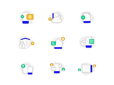 Simple, clean icons account cloud storage connection icon set icons mailing mobile phone number qr code qrcode security sharing