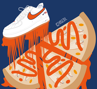 pizza nike airforce1 art artwork design graphic illustration nike pizza sneaker sneakerillustration