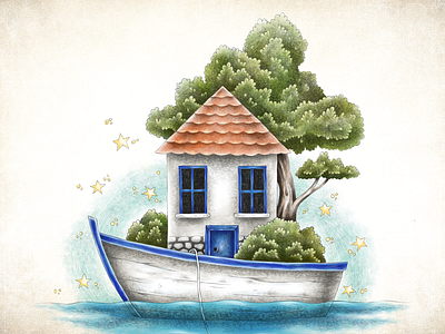 Boat and Home boat children book illustration childrens book editorial editorial illustration home illustration sea storybook