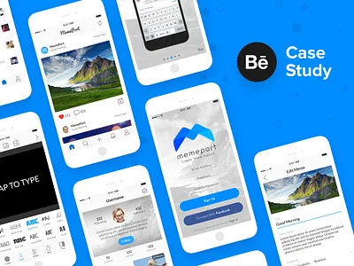 MemePort - Behance Case Study adobe illustrator adobe photoshop adobexd behance case study empathy interaction design invision ios app prototype sketch sketchapp uidesign user flows user personas userflow uxdesign visual design wireframe wireframes