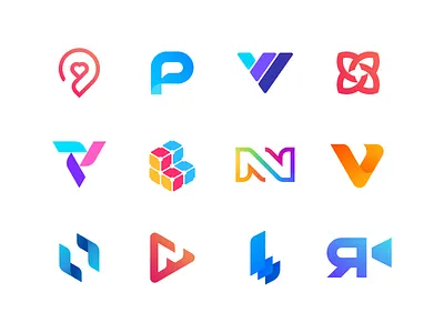 Logo Collection I - Logos, Marks 3d brand branding colorful dating app flower geomtric gradient heart identity isometric letter explorations logo collection logos love marks personal projects pin technology video production