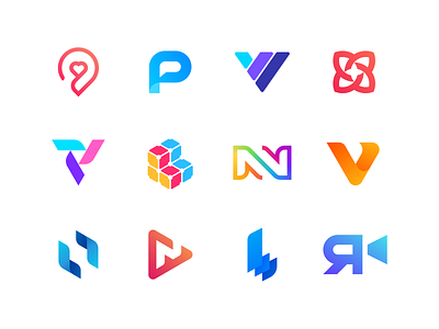 Logo Collection I - Logos, Marks 3d brand branding colorful dating app flower geomtric gradient heart identity isometric letter explorations logo collection logos love marks personal projects pin technology video production