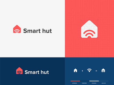 Smart-hut Logo Branding creative logo hut logo logo logodesign logotype minimal simple logo smart home logo smart logo wifi