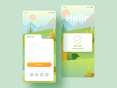 Sing Up Mobile App concept daily ui dailyui dailyui 001 dailyuichallenge design form k funky karen sardaryan kfunkydesign singup ui uiux vector
