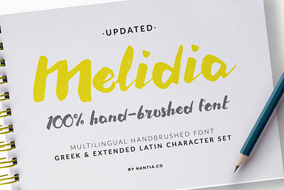 HandBrushed Typeface Melidia Font brushed font greek font handwritten font typeface