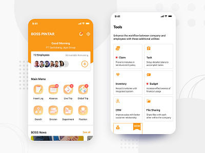 BOSS Pintar | Mobile Attendance System android app app design attendance attendance system boss pintar bosspintar business clean company dashboard flat gradient icon illustration mobile mobile ui ui user interface ux