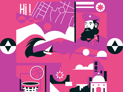 Hi! debut design dribbble invite first shot flat design illustration pink