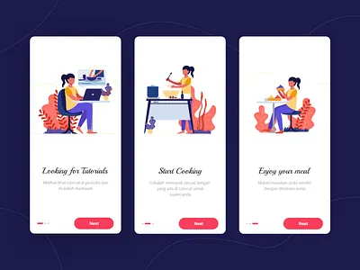Cooking Tutorial Onboarding cooking app hannihdr health app illustraion ios onboarding tutorial