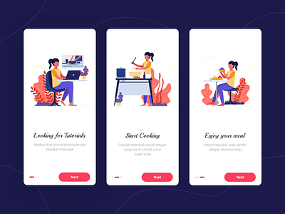 Cooking Tutorial Onboarding cooking app hannihdr health app illustraion ios onboarding tutorial