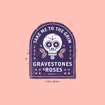 Gravestones & Roses badge beer beer branding beer label death drink drink logo drinking illustration label skull texture vector