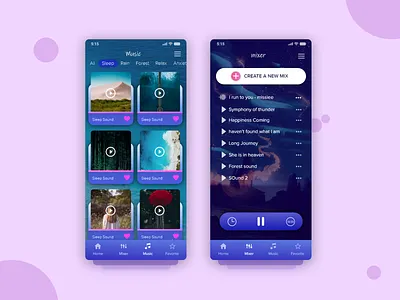 Sleep & Meditation Sound app appdesign design ios iphonex meditation app music sleep sound ui uiux