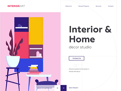 Landing page - INTERIORart animation clean colors design illustration landing minimal ui ux web website