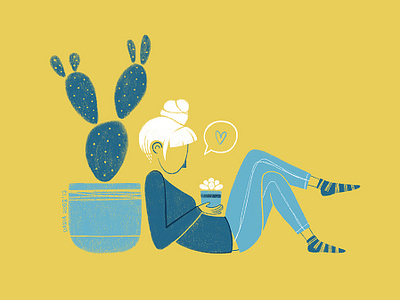 Cactus artist blue and yellow cactus digital art digital drawing digital illustration freelance illustrator illustration illustration art illustrations illustrator minimalist minimalistic plants simple illustration