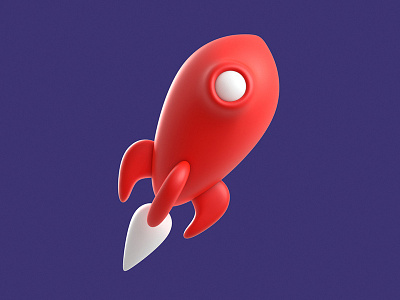 Rocket icon 3d 3d icon blue cinema4d icon illustration julian hrankov modeling nasa red rocket