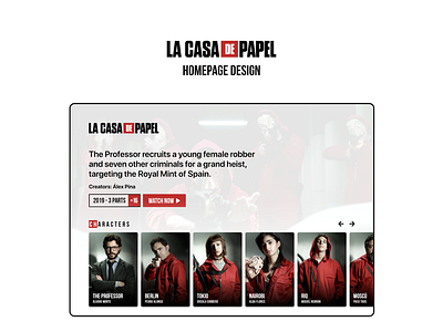 La casa de papel series Homepage Design design redesign ui ux web webdesign