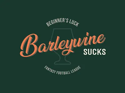 Barleywine Sucks badge beer branding fantasy football football logo typography vector wine