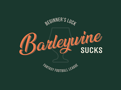 Barleywine Sucks badge beer branding fantasy football football logo typography vector wine