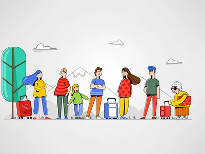 Travel 2d 3d animation app branding character design flat icon identity illustration logo minimal ui ux vector web website