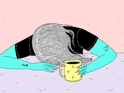 Monday coffee illustration monday pink purple week