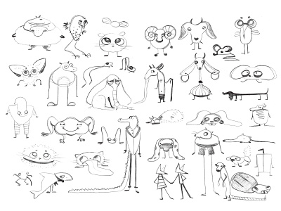 Monsters 2d 2d art 2d character artist character character design characterdesign illustraion illustration illustration art monster pencil pencil art pencil sketch sketch