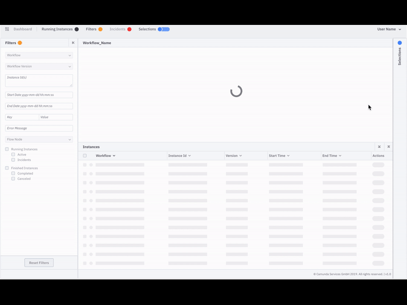 Camunda Operate - Instances List bpmn css animation design loading screen ui ux web