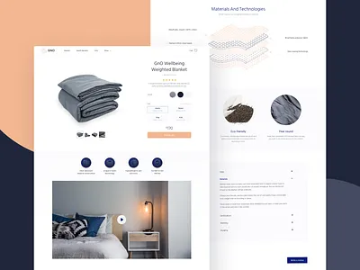 GNO Blankets Product Page blanket design design studio ecommerce graphic design interaction interaction design interface light product page product presentation sleeping ui user experience user interface ux web web design web interface website