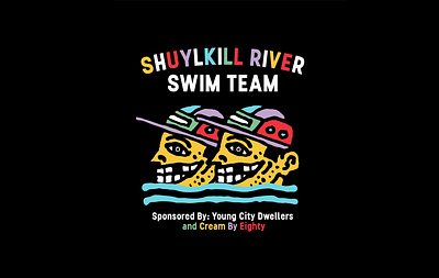 GRAPHICS FOR "CREAM" CLOTHING BRAND brand clothing design drawing fashion funky graphic graphics illustration lineart logo logotype mark merch print river sign streetwear style swimming